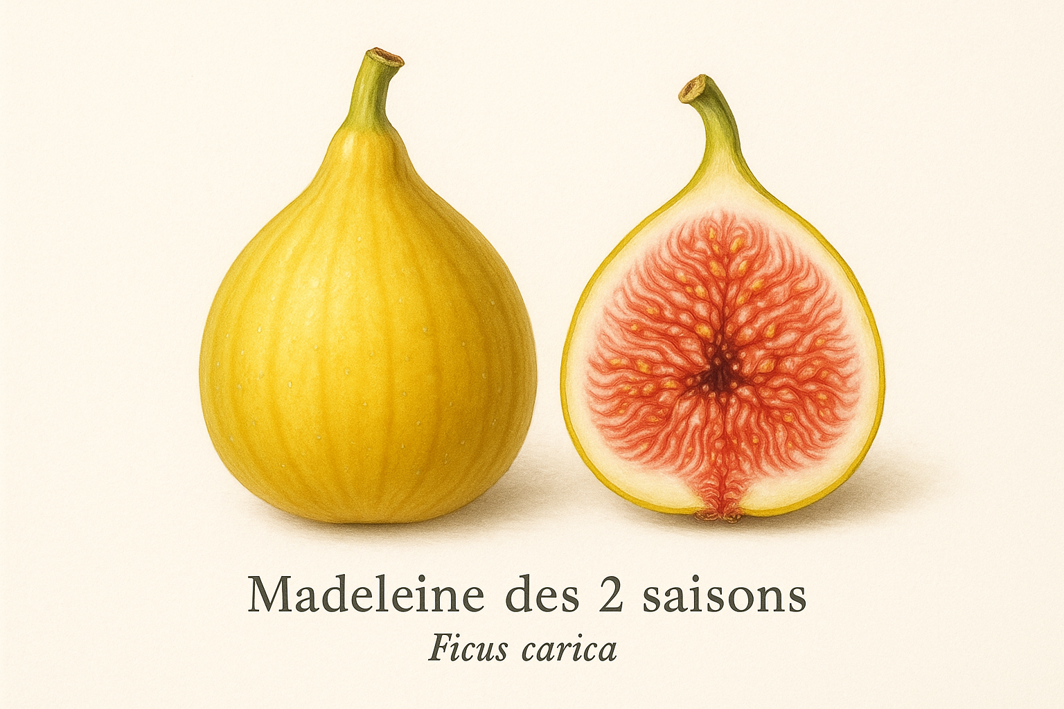 figue madeleine des 2 saisons - Jaune dorée - 1 entiere et une coupée en 2