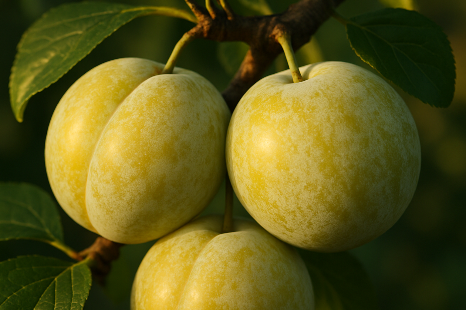 Prunes Reine Claude Oullins volumineuses avec pruine blanche